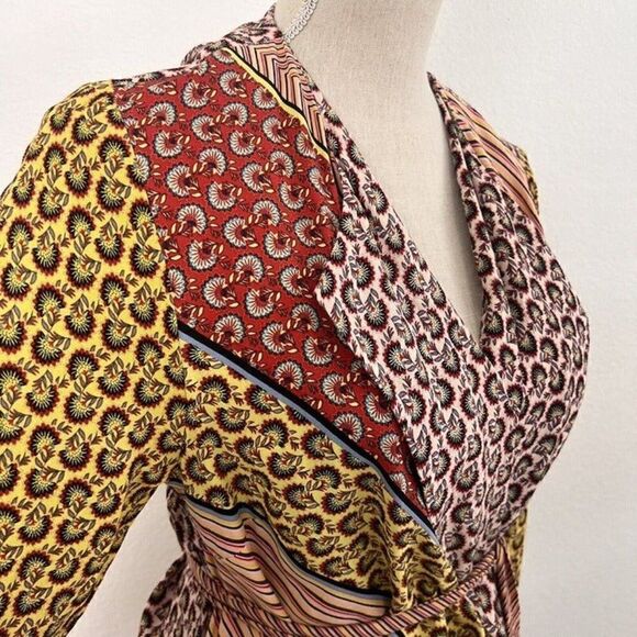 CAbi Womens Poet Patchwork Open Front Waist Tie Kimono Jacket Dress Boho Small - Picture 8 of 10